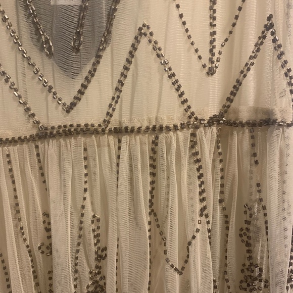 Beaded Sheer Cream/Tan Dress - Picture 4 of 4